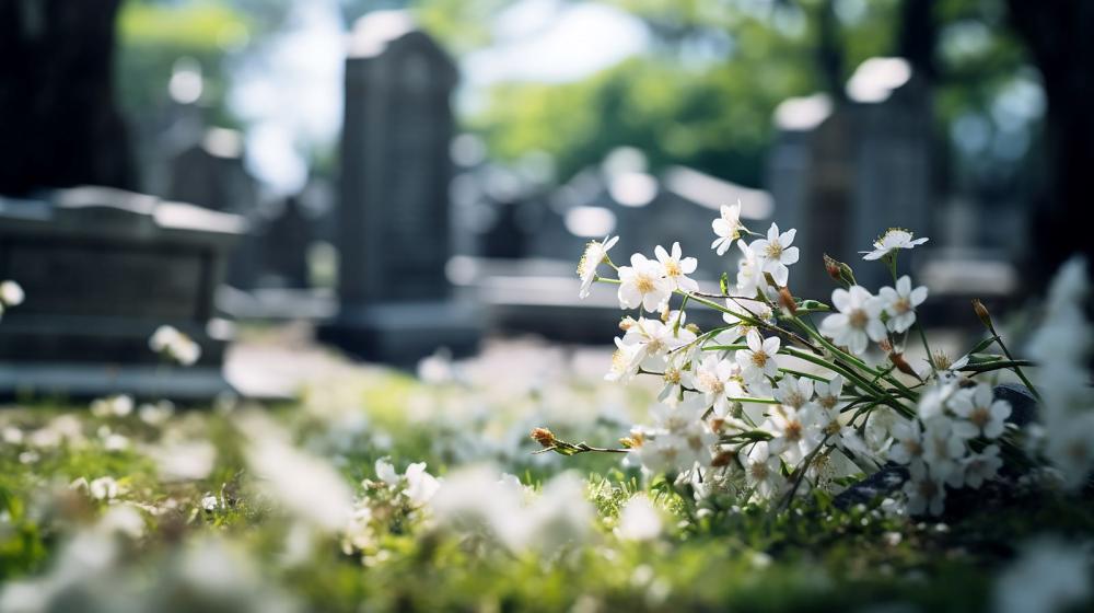 fleurs blanches cimetière